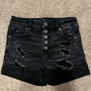 American Eagle Outfitters Black Ripped Jean Shorts SIZE 0